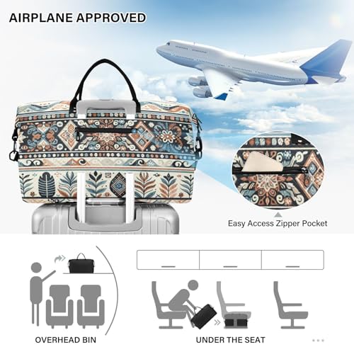 Aztec Navajo Travel Duffel Bag, Shoulder Weekender Overnight Bags - Large Gym Bag with Wet Pocket4