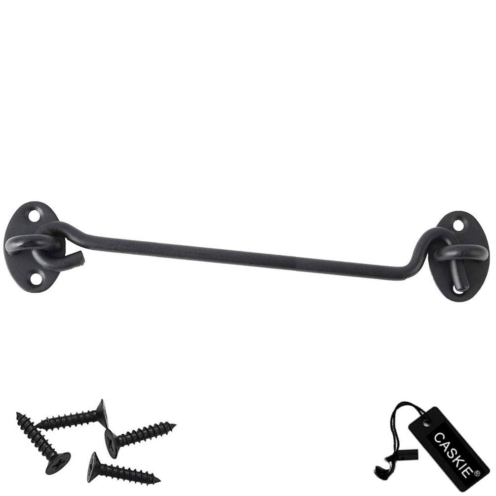 Caskie B. Black 1Pcs Cabin Hook Stainless Steel Latch And Eye Privacy Hooks Door Stay With Screws Lock For Gate Shutters Window Slide Barn Shed Patio Door - Matte Black