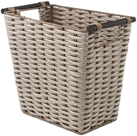 Whitmor Split Rattique Waste Basket with Wood Handles - Gray image 4