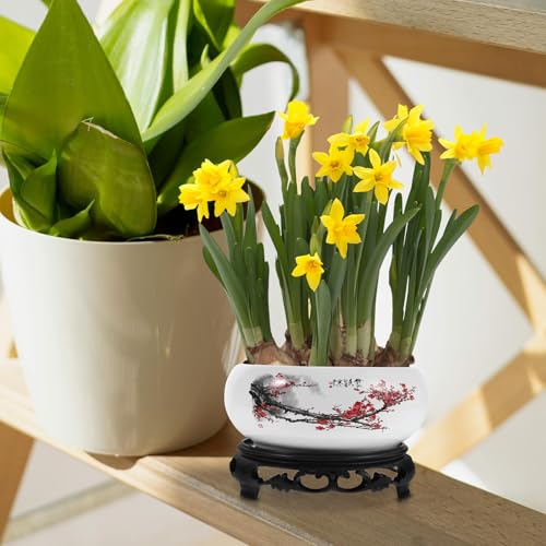 Pot de fleurs en céramique blanche avec support moderne amovible - 6