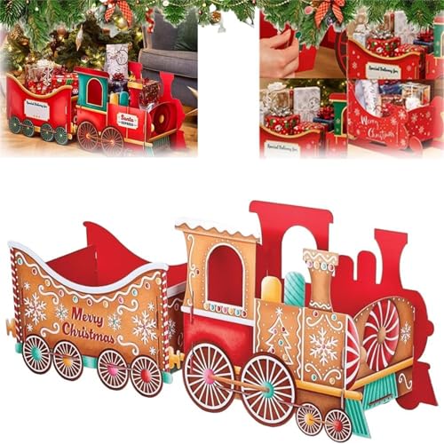 Comboio de presentes de pai Natal: Presente alegria natalícia com estilo, caixa de presente de comboio expresso de pai Natal, comboio de Natal com estilo de pão de Gengibre, conjuntos personalizados