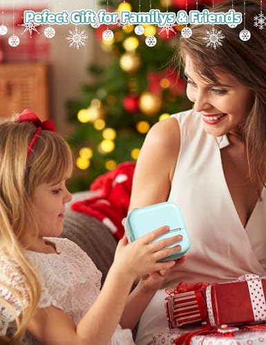 Memoking Mini Drucker für Smartphone - Thermodrucker Mini Fotodrucker M02L Bluetooth Minidrucker mit 1 Aufkleberpapier Rollen, Mini Thermodrucker Aufkleber Drucker für Fotos, Geschenke, Studiennotizen