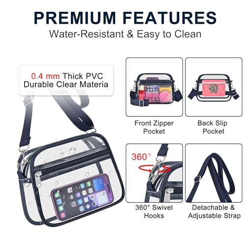 Image of Oraben Clear Bag for Stadium Events Clear Purse Stadium Bag Satchel Handbags for Sports Events Concerts Festivals | Stadium Approved