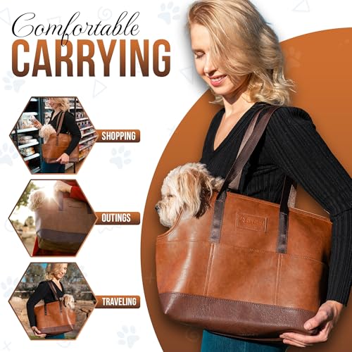 Luxury-Dog-Purse-Carrier-Brown-Faux-Leather-Pet-Carrier-Secure-Harness-Clip-Tote-Bag-for-Small-Dogs-and-Puppies Luxury Dog Purse Carrier Brown Faux Leather Pet Carrier Secure Harness Clip Tote Bag for Small Dogs and Puppies