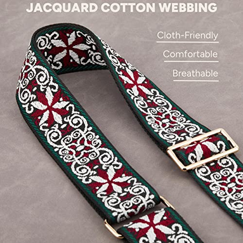 Image of BAKKO Purse Strap Replacement Top Grain Genuine Leather Ends Gold Metal Hardware 2 inch Wide Shoulder Strap for Crossbody Bags Handbags Messenger Duffel Bags Adjustable Length from 35 inch to 58 inch - Mandala