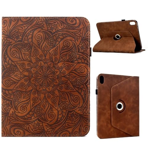 Étui portefeuille iPad 10e génération 2022 rotatif marron protection cuir 10.9