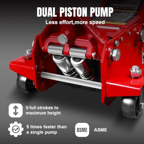 Image of Big RED Hydraulic Low Profile Service /Floor Jack with Dual Piston Quick Lift Pump, 4 Ton (8,000 lb.) Capacity