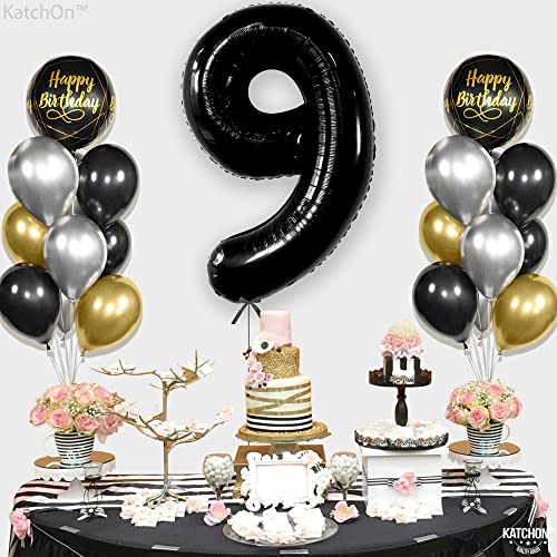 Image of KatchOn Black Number 9 Balloon 40 Inch, Foil 9 Birthday Balloon