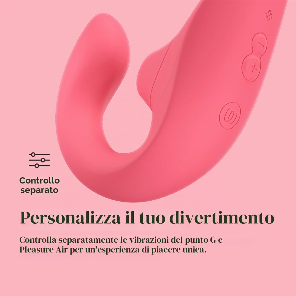 Womanizer Blend Vibratore Rabbit Stimolatore Doppio, Stimolazione Clitoridea Pleasure Air, Vibrazione per il Punto G e Risucchio del Clitoride, Sex Toy per Donne, Impermeabile e Ricaricabile - Rosa