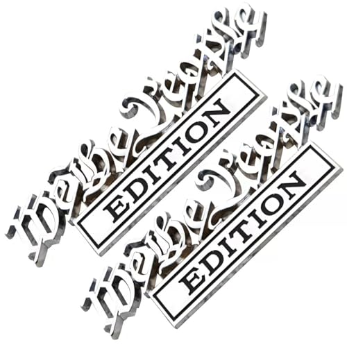 Image of Pair Set WE The People Edition Raised Letters Emblem 3D Badge Sticker Decal Replacement for Vehicle, Truck, SUV, Door Decoration (Silver Black)