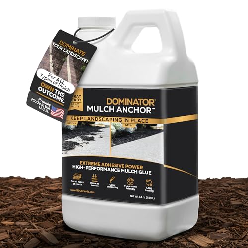 DOMINATOR Mulch Anchor 64oz - Mulch Glue for Landscaping | Mulch Glue Spray for Rubber Mulch Wood Chips Pine Straw Cedar & Cypress | Ready to Spray Heavy Duty Landscape Glue