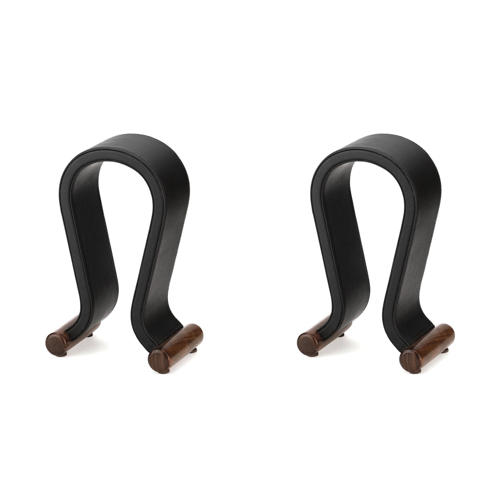 Hndhbfgrt 2X U Shape Leather Headphone Holder Tabletop Support Headset Display Stand for PC Gaming Earbuds Shelf Hanger,Black