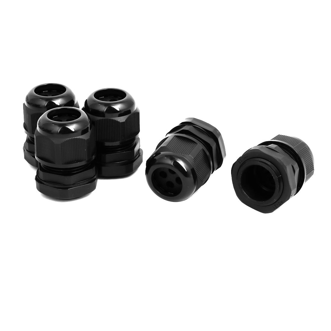 Aexit PG21 3.8-5.2mm Transmission 5 Holes Adjustable Cables Gland Black 5pcs