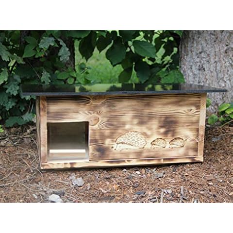 XXXL Premium Igelhaus Geflammt Neu Igelhotel Igelfutterhaus - Igelhaus mit Labyrintheingang und Rattenklappe - mit Boden und Abnehmbarer Dachöffnung zur leichteren Reinigung Cover