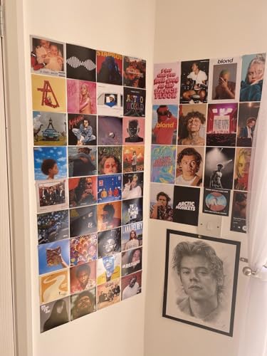 Image of Music Album Cover Wall Collage Kit 50 PCS A6 Posters for Wall | Travis Scott Lana Del Rey Music Posters | Home Decor | Wall Decor Items | Bedroom Decorative Items | Wall Stickers for Home | Room Decor