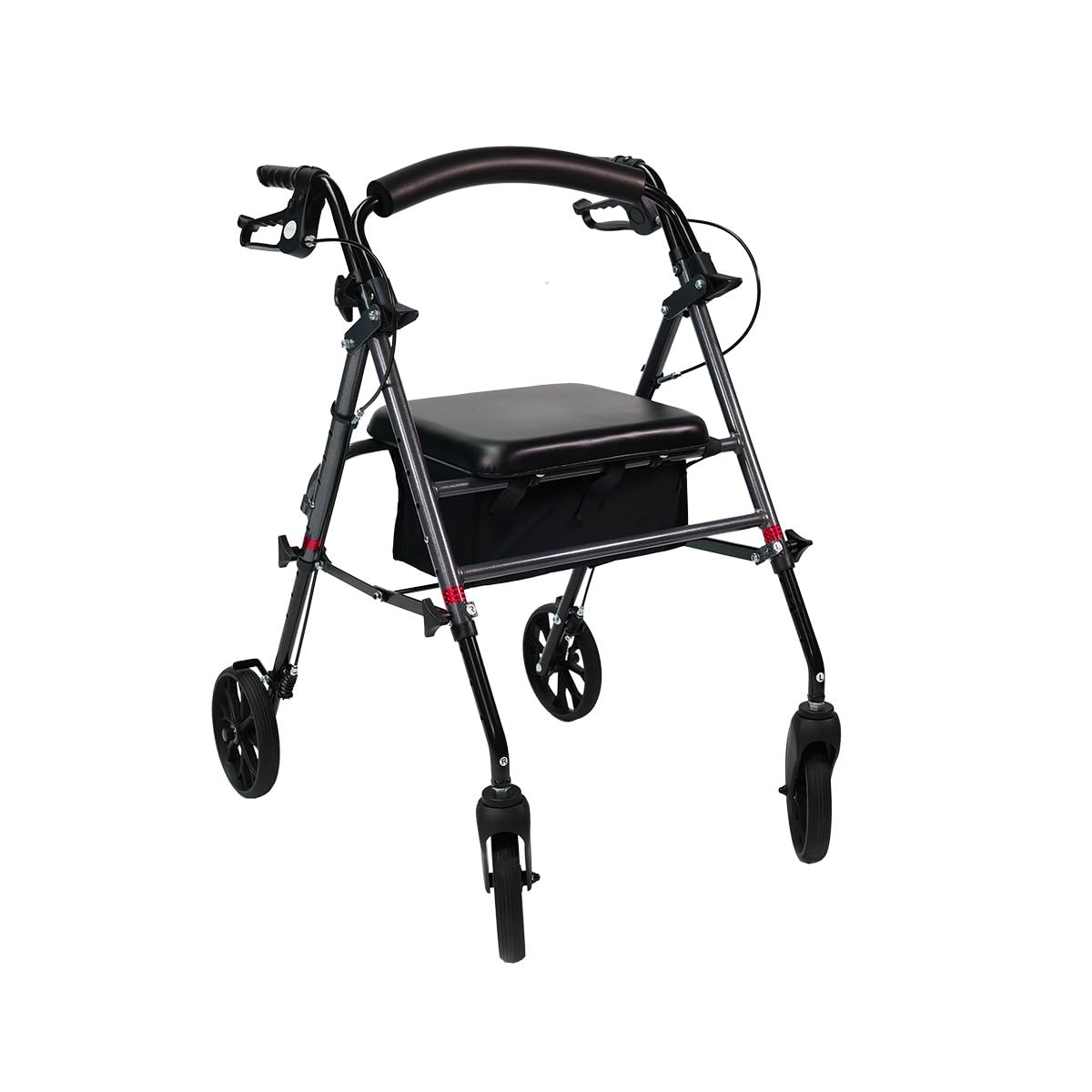 Rollator faltbar und leicht mit Sitz - Aluminiumgestell - anthrazit-grau - Nylontasche - Modell Standard