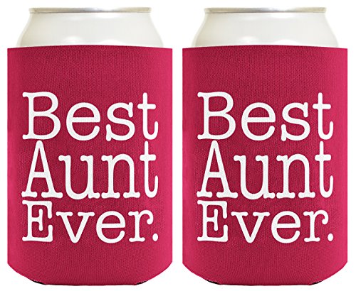 Funny Can Coolie Best Aunt Ever Gift 2 Pack Can Coolies Drink Coolers Magenta