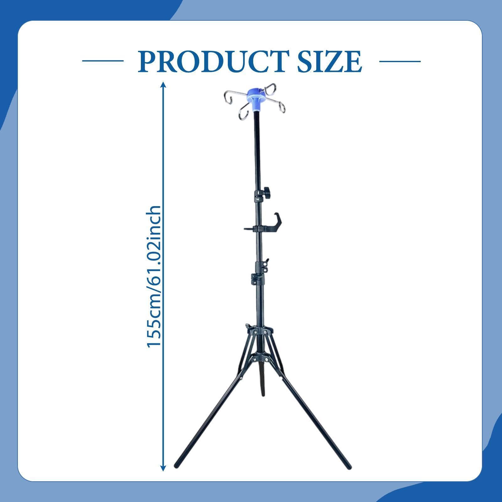 Supporto per Flebo Portatile con 4 Ganci Rimovibili Design Pieghevole E Altezza Regolabile Materiale Resistente Adatto a Casa Viaggi E Strutture Sani, con Cestino
