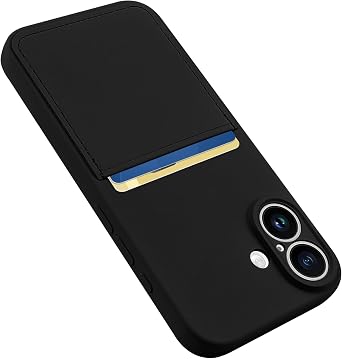 Designed for iPhone 16 Case with Card Holder Black