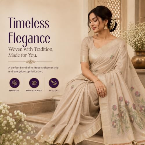 Image of Premium Cotton Jamdani Saree with Woven Floral Pallu & Matching Blouse Piece | Soft Lightweight Ethnic Wear for Women