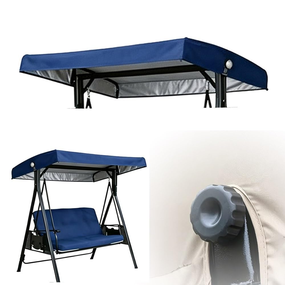 SMCMGECEUZ 75x47in Patio Swing Canopy Cover Waterproof Swing Canopy Replacement Top, Outdoor Porch Swing Cover Windproof Replacement Canopy For Garden Hammock(Dark Blue)