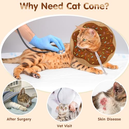 Image of BEAUTYZOO Cat Cone Collars Soft, Cat Recovery E Collars After Surgery to Stop Licking, Adjustable Elizabeth Circle Collar Cute Pet Donut Pillow for Cats Kitten Small Dogs