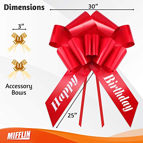 Mifflin MF-BOW30HBRD1BF20 Usa Happy Birthday Bow, Giant Car Bow (Matte Red, 30 Inch) Big Gift Bow thumb #1