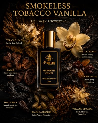 Image of Midnight Velvet Extrait de Parfum for Men & Women | Smokeless Tobacco Vanilla Luxury Perfume | Long Lasting Woody Spicy Fragrance | Date Night, Office | 20ml