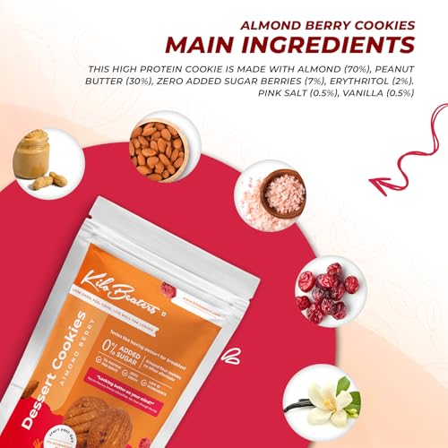 Image of Kilobeaters Keto Friendly Chocolate And Almond Dessert Diet Cookies Biscuits Snacks With Sugar Free, No Maida, Zero Sugar & Zero Preservatives, 400 Gram - (Combo Pack Of 2)