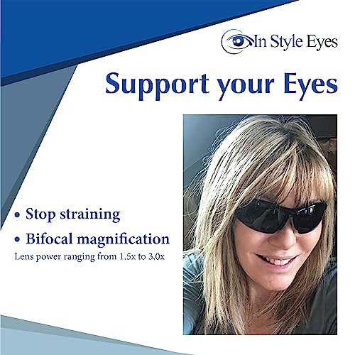 In Style Eyes Blazin' Mawi Wrap Around Bifocal Reading Sunglasses - Semi-rimless, Browline Frame - Polarized Lens2