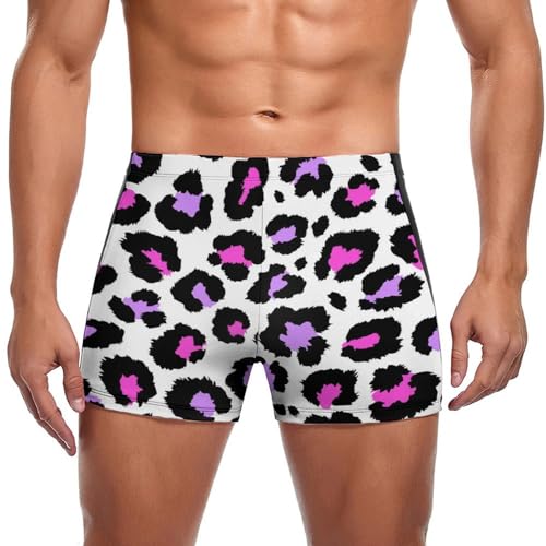 Swimming trunks léopard violet homme anti frottement pour piscine