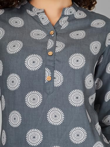 Image of Women's Cotton Printed Kurta Top | 3 /4 Sleeve Straight Kurti Casual Outings