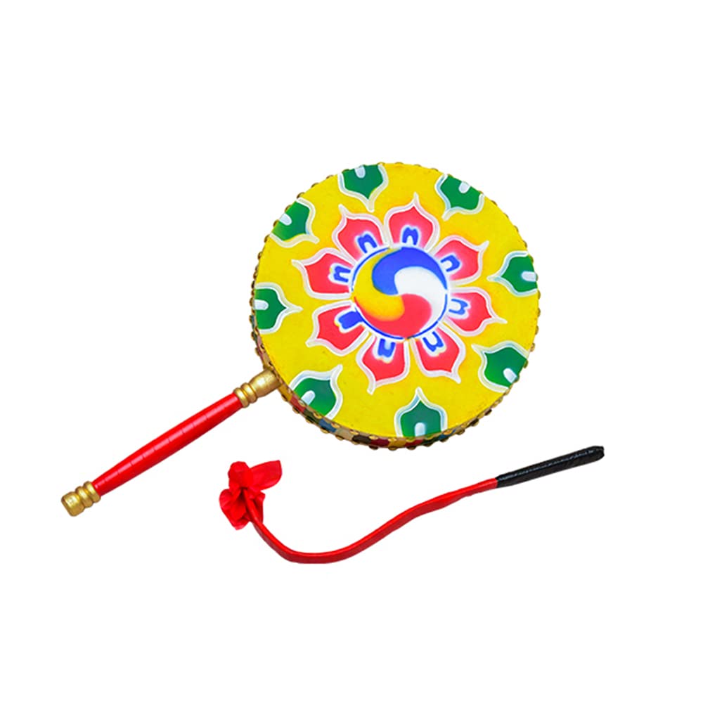 HCZKIUJY Chinese Traditional Folk Drum, Cowhide, Reba Drum, Handle, Drum, Dance, Props, Drum Performance (D 25CM)