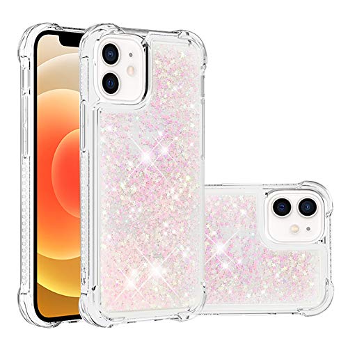 Compatible with iPhone 12 Case Protective Liquid Glitter, Bling Sparkle Flowing Waterfall Liquid Back Cover Soft Rubber TPU Protection Case Glitter Phone Case Scratch Compatible with iPhone 12
