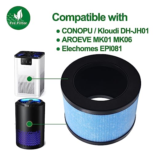 Fre.Filter - JH01LX-EU Air Purifier Replacement Filter Compatible with CONOPU JH01 AROEVE MK01 MK06 ToLife TZ-K1: True H13 HEPA and Activated Carbon: Efficient 3-layers Filtration - 4 PACK