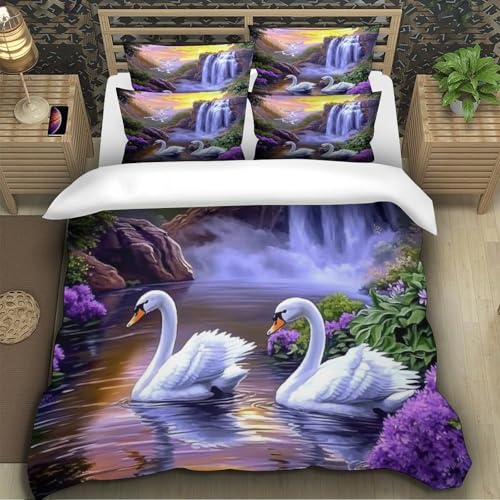 Parure de lit cygnes cascade 3D microfibre ultra douce de qualité - 5