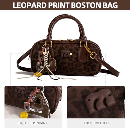 Bolso Boston Leopardo para Mujer en Cuero Sintético Retro Mini Tote miniatura 4