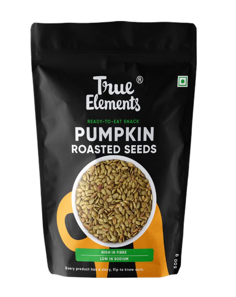 True Elements Roasted Pumpkin Seeds 500g - Protein Snacks | Premium AAA Grade Seeds for Eating | Immunity Booster Seeds | Fibre Rich Superfood (B07BSF4S2V) Amazon Price History, Amazon Price Tracker