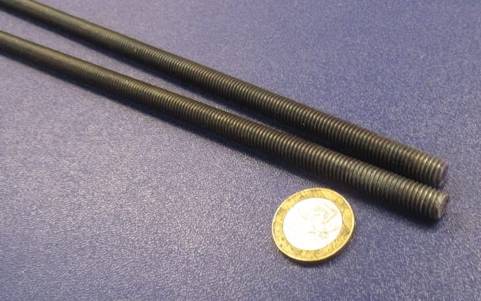 Metric Class 10.9 Steel Fully Threaded Round Rod M8 x 1.25 Thread Size x 1 Meter Length 2 Pcs.