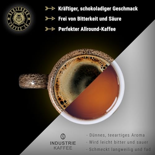 BERSERKER COFFEE - Allfather Blend, 500g - 50% Arabica, 50% Robusta Kaffeebohnen - säurearmer...