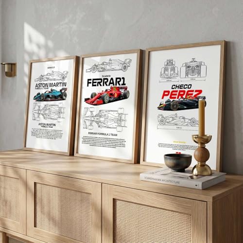 Image of kotart Big Sports Cars Framed Posters Gift Items for Boys Room Wall Decoration Bedroom Living Room Office Studio Decor | Car Poster Frame for Wall Decor Set Of 3 Size | Design 946 Beige (14x20 Inch)