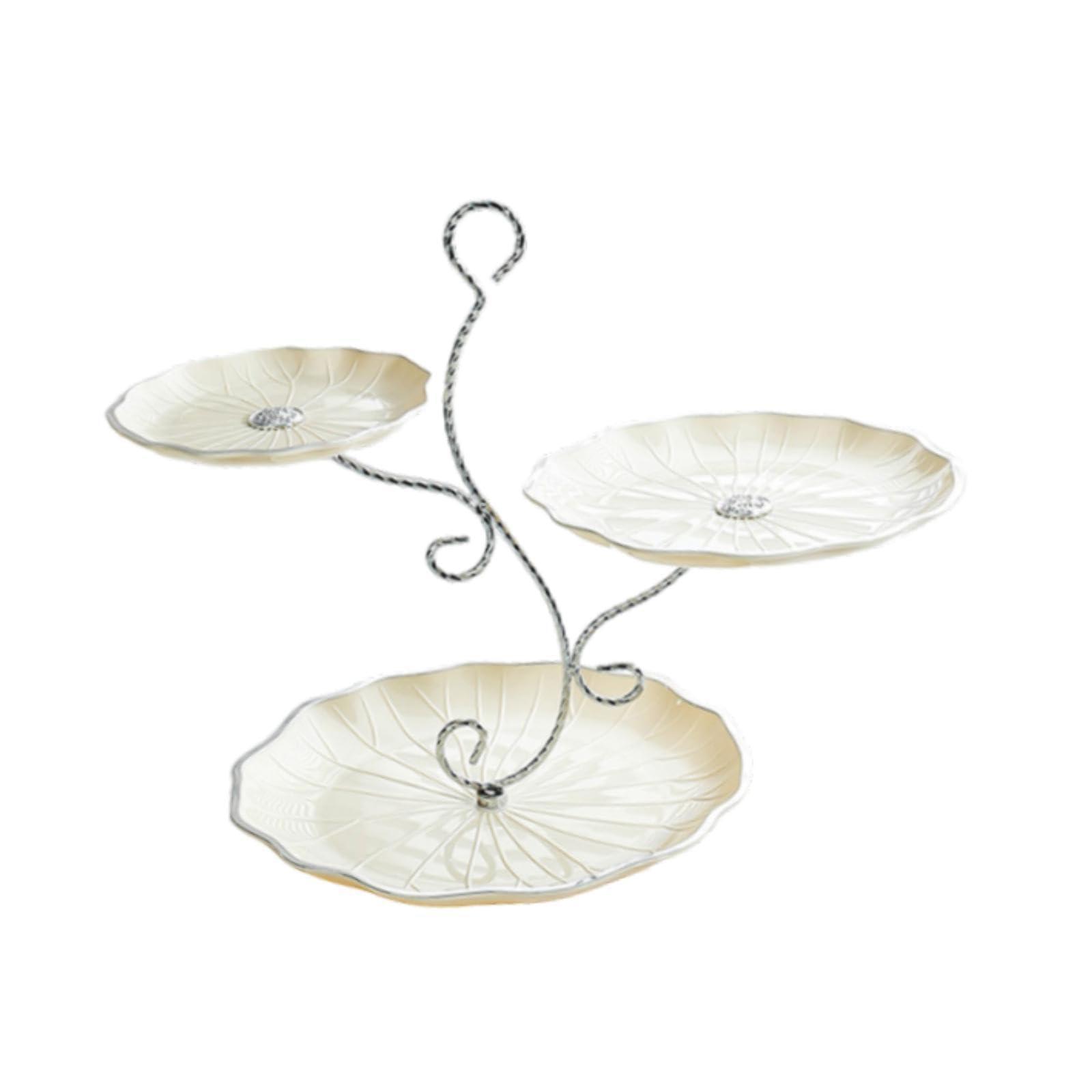 QIXCXAZ Stately Fruit Tray Fruit Plate 3 Layer Dessert Cupcake Stand Delightful Addition To Any Festive Gathering Or Celebration Event Coffee Table Snack, yellow and Silver, 40x26x32cm