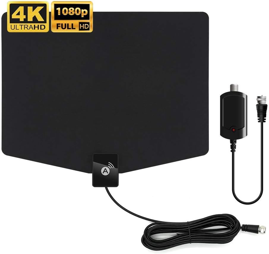 TV Antenna - Digital HD TV Antenna 50-80 Miles Range Compatible 4K 1080P Free TV Channels Powerful Detachable Amplifier Signal Booster, Longer Coax Cable All TVs [2018 Upgraded]