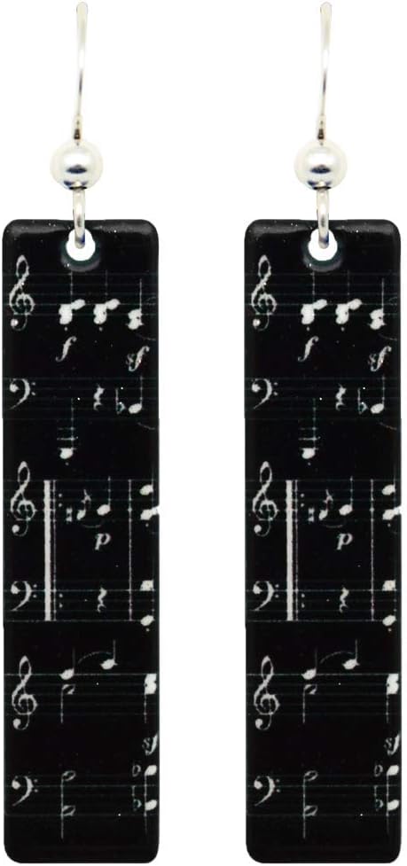 Sheet Music Earrings by d'ears Non-Tarnish Sterling Silver French Hook Ear Wire