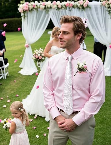 Men's Dress Shirt with Matching Tie and Handkerchief Set, S-4XL2