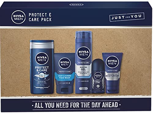NIVEA MEN GIFT SET, Includes Nivea Men Body Wash, Shave Gel, Face Wash, Deodorant, and Moisturizer in Gift Box