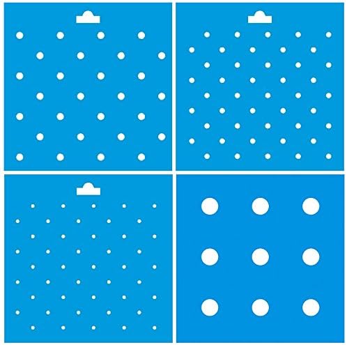 Set of 4-4" x 4" (10cm x 10cm) Reusable Flexible Plastic Stencil for Graphical Design Airbrush Decorating Wall Furniture Fabric Decorations Drawing Drafting Template - Small and Medium Size Circles