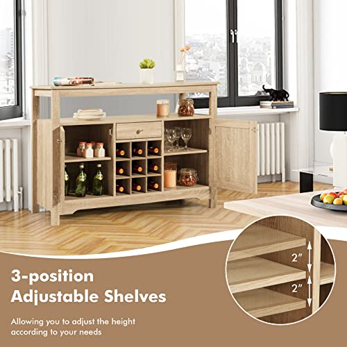 Costway Buffet Cabinet Storage Sideboard, Server Console Table, Kitchen Cupboard Table With 2 Cabinets, Wine Rack & Open Shelf, 46 X 16 X 31.5 Inches, Coffee Bar Cabinet For Entryway, Living Room #TOP7