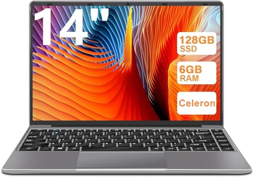 bvate Ordinateur Portable, 64Go Soutien Extension SSD 1To 14 Win10 Celeron N4020 2.4G+5G WiFi Mini HDMI & AZERTY Membrane du Clavier-Gray-F