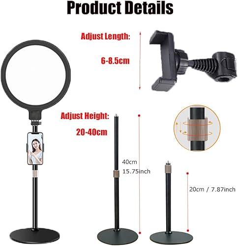 Miniatura 9 de Iluminación de videoconferencia para reuniones de Zoom  Anillo de luz de pantalla completa con soporte y soporte para teléfono  Luz de escritorio